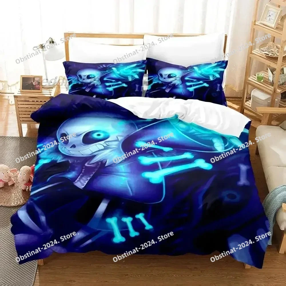 

Cartoons Undertale Sans Bedding Set Print With Pillowcase Duvet Cover Soft Single Double Queen Super King Size Adult Kid Bedroom