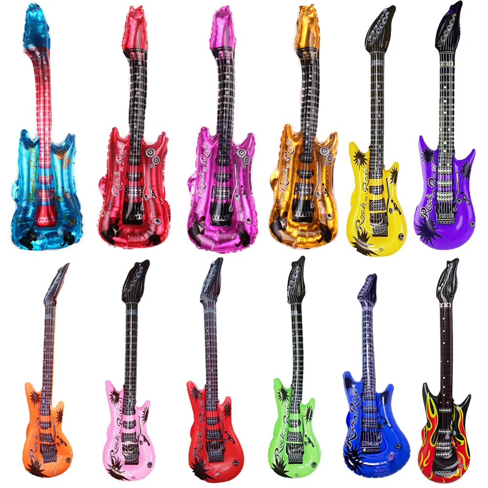 Inflatable Guitar Foil Balloons Inflatable Rock Star Guitar Men Women 80s 90s Concert Themed Party Kids Toy Birthday Party Decor