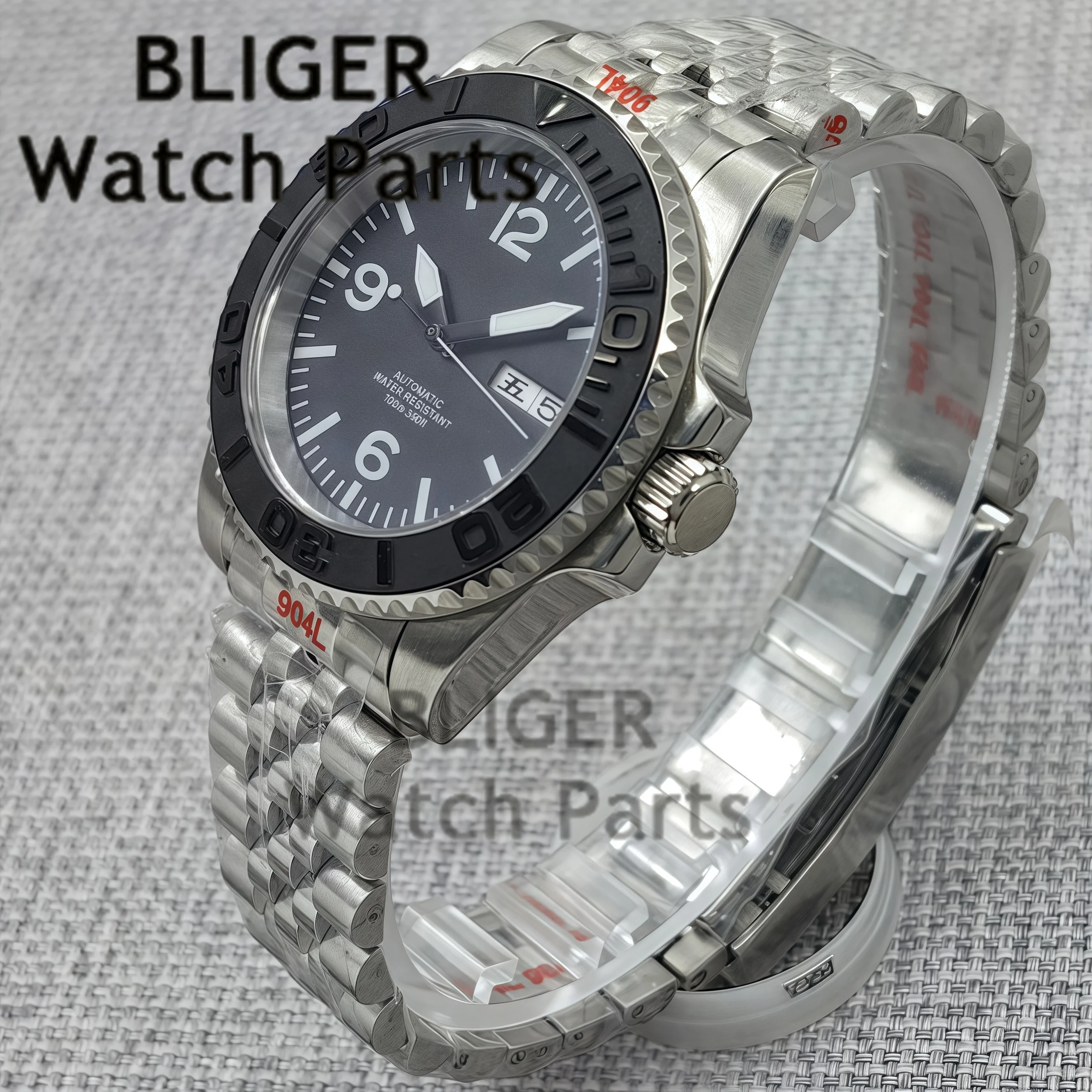 BLIGER นาฬิกาผู้ชาย NH36A อัตโนมัติหรูหรากีฬาสแตนเลส New End Link Strap กระจกแซฟไฟร์นาฬิกากันน้ํา