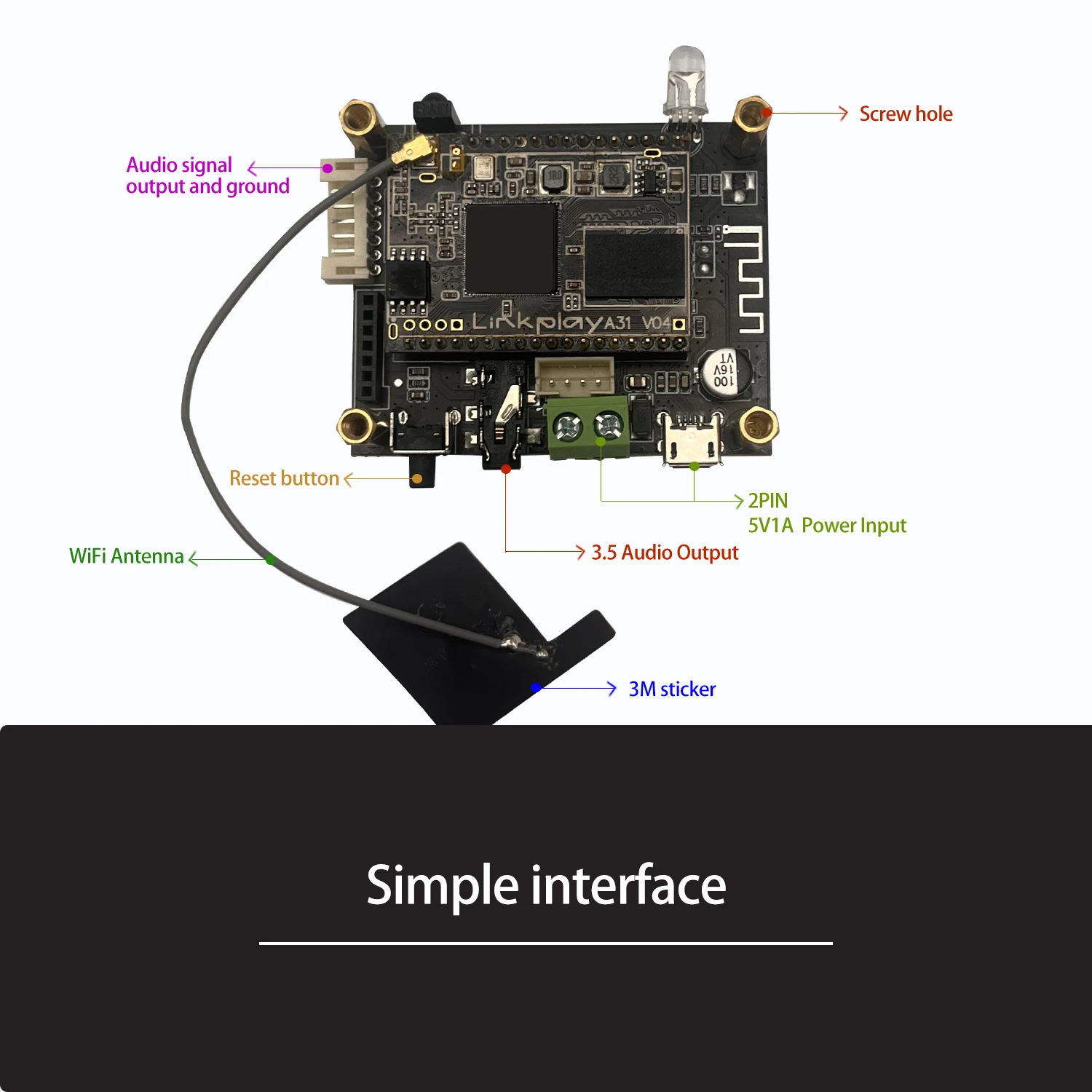 D10 WiFi e Bluetooth 5.0 Ricevere audio Modulo Bluetooth Uscita analogica I2S Scheda di uscita ESS9023 con Airplay DLNA Wifi Audio