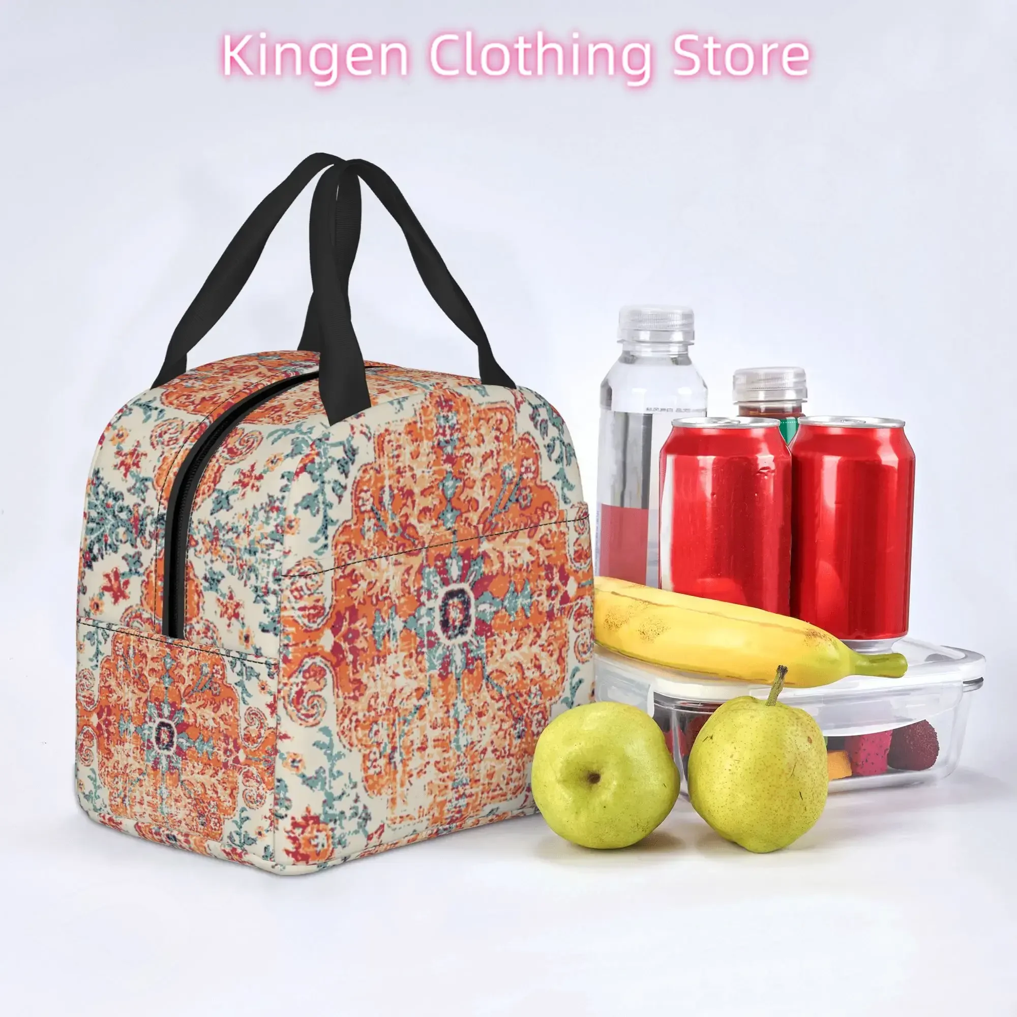 Boho Insulated Lunch Bag for Women Reusable Protable Thermal Cooler Tote Bag for Work Picnic Travel Beach