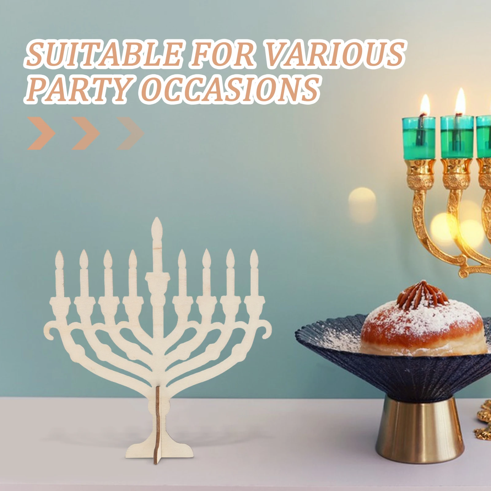 

24Pcs Hanukkah Diy Wooden Candle Holder Unfinished Cut Pieces Party Decoration Supplies For Personal Creativity For Home Decor