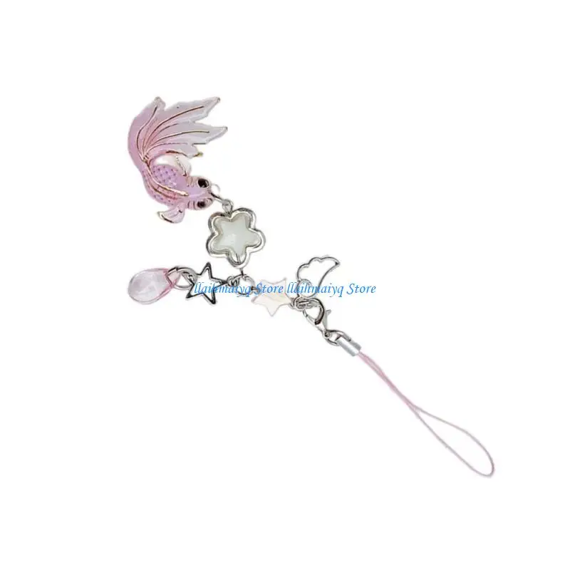 573B Stylish Star Phone Jewelry Beaded Keychain Phones Charm Keyring Bag Pendant
