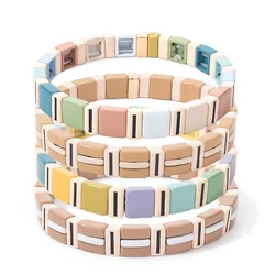 BEUTIFOR High Quality Alloy Painted Beads Women Bracelet Boho Enamel Drip Oil Elastic Bangle Women Jewelry Accessories 2024