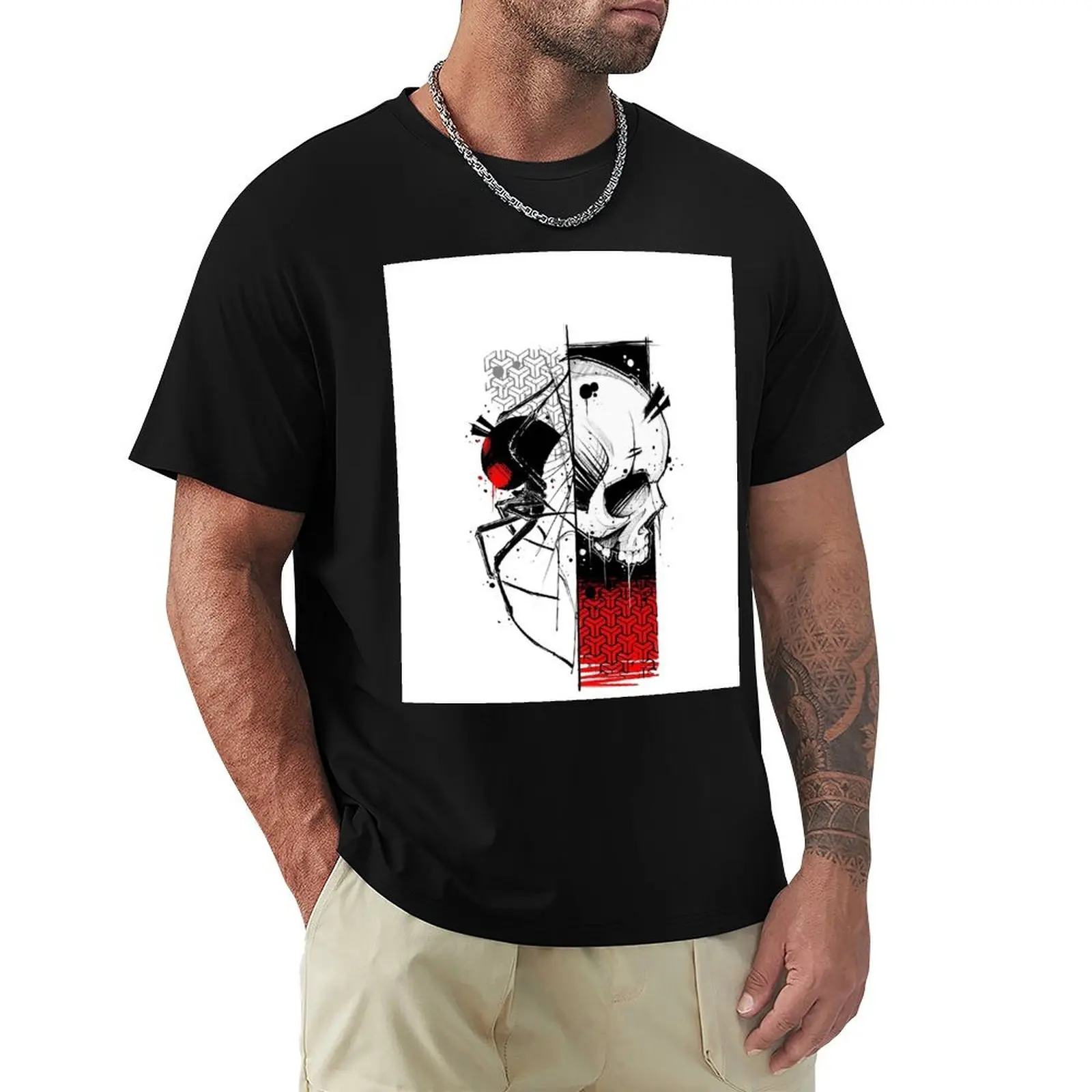 Cyberpunk Skull Spider Urban Goth Style T-Shirt Breathable Gym Short Sleeve T-Shirt