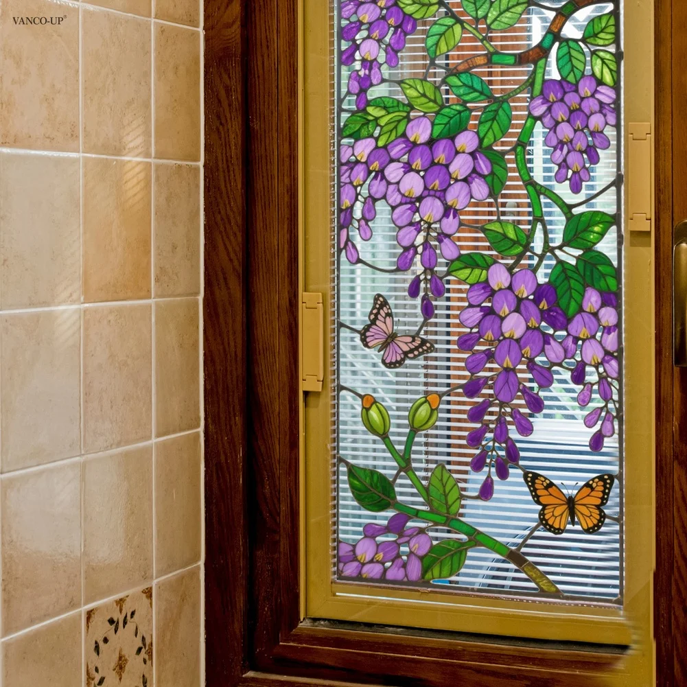 Lightweight PVC Floral Vine for static Cling for Temporary Yet Stable Application on Clean Untreated For Glass Areas