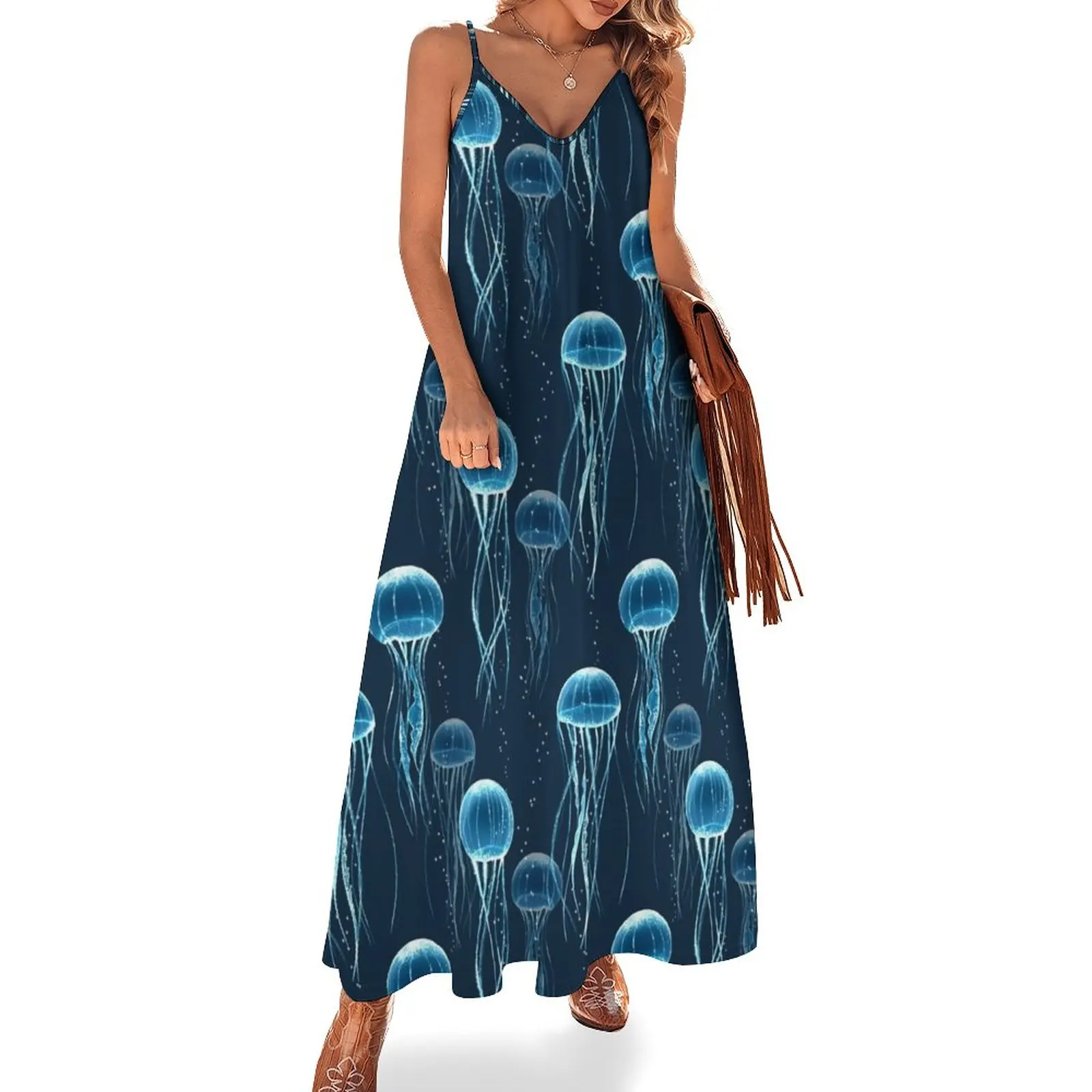 

Glowing jellyfish Sleeveless Dress women's evening dresses 2024 elegant women's dresses for wedding