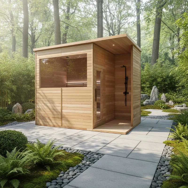 Hemlock Wood Modern Smart Sauna Room Dry And Wet Steam With Shower Bathroom Furniture
