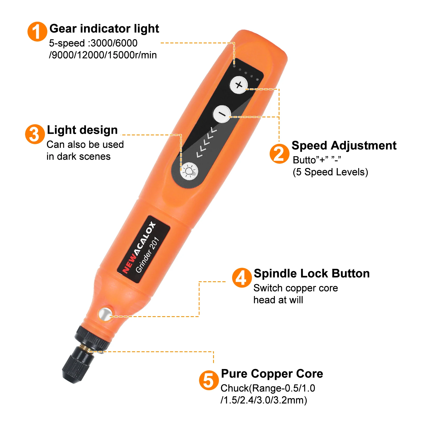 NEWACALOX Wireless Mini Grinder Engraving Pen 5 Adjustable Rotation Speed Rechargeable Electric Drill Rotary Tool Dremel Engage