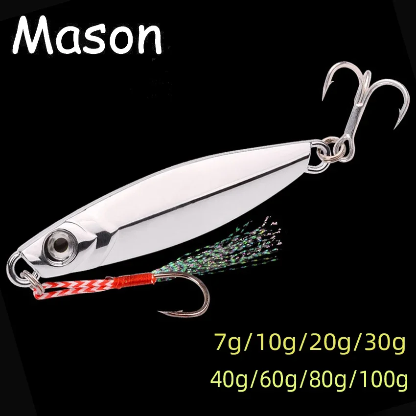 New Metal Jig Jigging Spoon 7g 10g 20g 30g 40g 60g 100g Shore Casting Jig Drag Cast Sea Bass Lure Artificial Bait Fishing Tackle