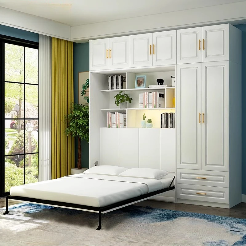 Multifunctional invisible bed wardrobe integrated combination bed with cabinet folding bed double bed household wall bed