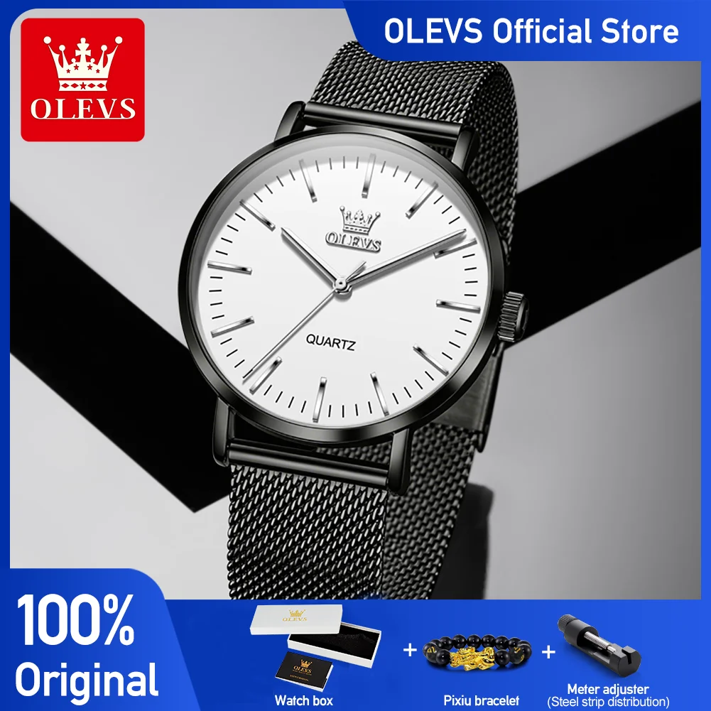 

OLEVS 7125 Fashion Brand Quartz Movement Watch For Men Slim Minimalist Watch Casual Style Milanese Strap 30m Waterproof Watch