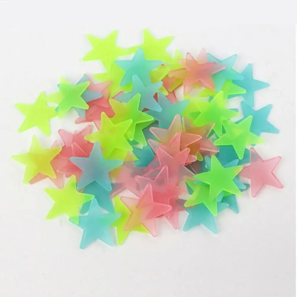 100Pcs/Set Glow In The Dark Luminous Wall Stickers Nursery Ornament Colorful Star Wall Art Stickers DIY