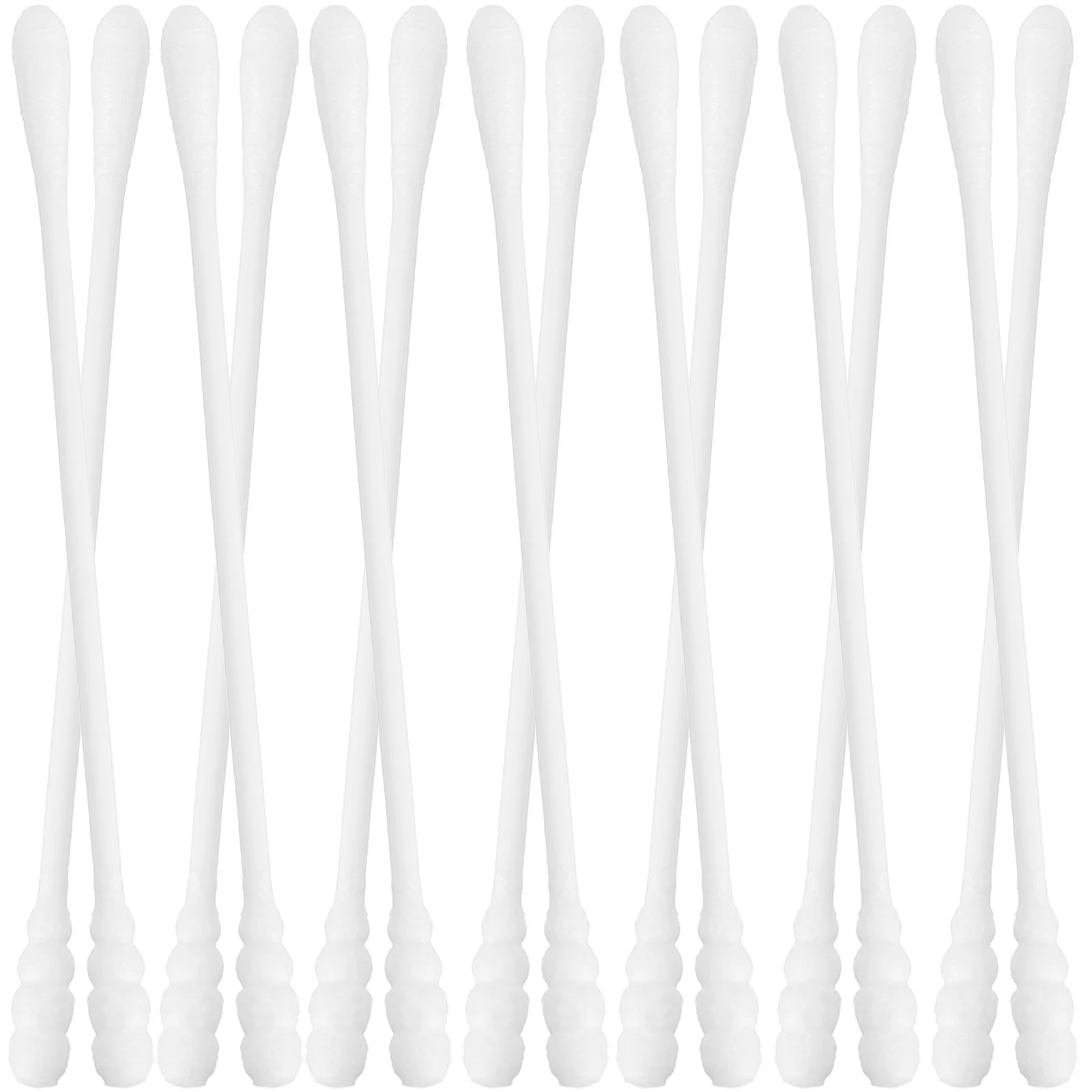 200 pz Tamponi di Cotone 74 Millimetri Bianco Doppie Teste Spirale Ellisse Per La Cura Pulizia Trucco Artigianato Germogli di Cotone Albero Sottile