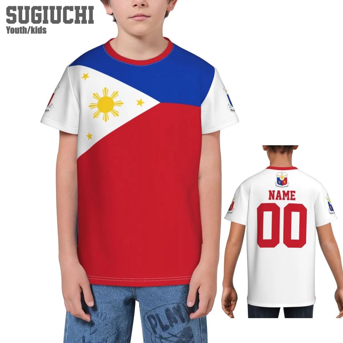 Custom Name Number Philippines Flag Emblem 3D T-shirts For Kids Youth Boy/Girl Tees jersey Soccer Football Fans Gift T shirt