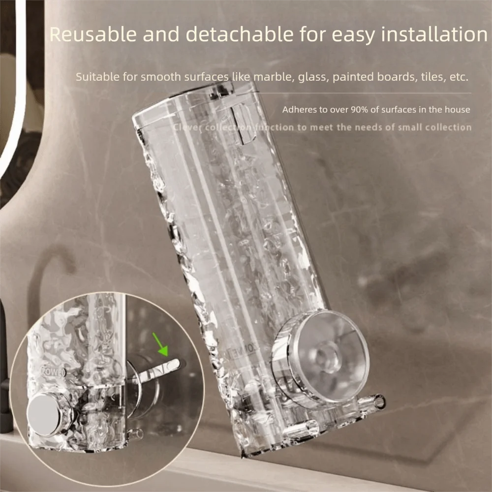 

Suction Cup Wall-mounted Soap Dispenser Transparent INS Refillable Soap Jar Luxury Manual Press Hand Sanitizer Holder