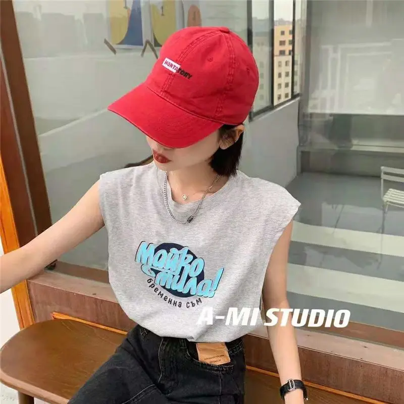 Street Casual Backless Scava fuori Top Estate Nuova manica corta Stampa Lettera Tendenza giovanile T-shirt Moda Abbigliamento donna coreana
