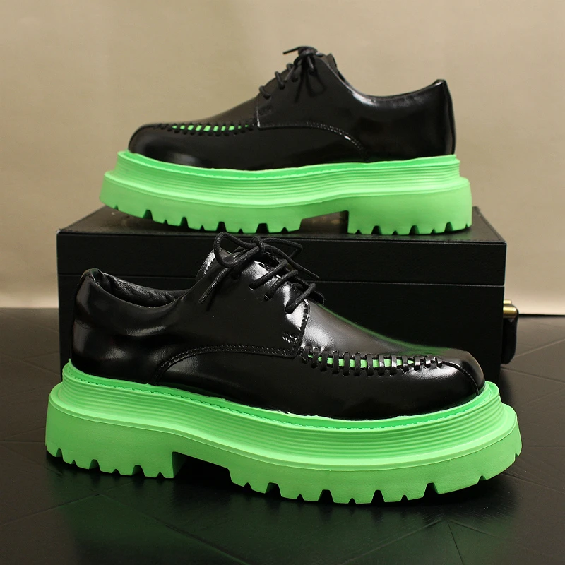 Height-increasing Genuine Leather Shoes for Men White Casual Sneakers Thick-soled British Style Wedding Groom Shoes