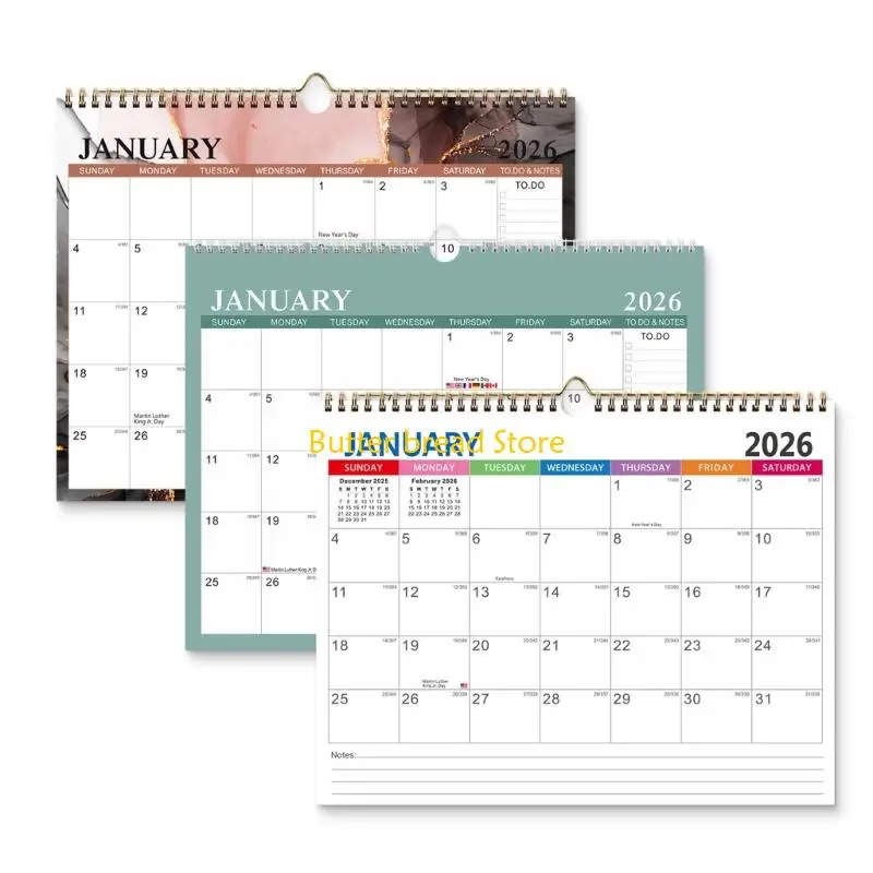 W89C 2026 English Art Wall Calendar Thick Paper Sheets Colorful Colors Easy To Read