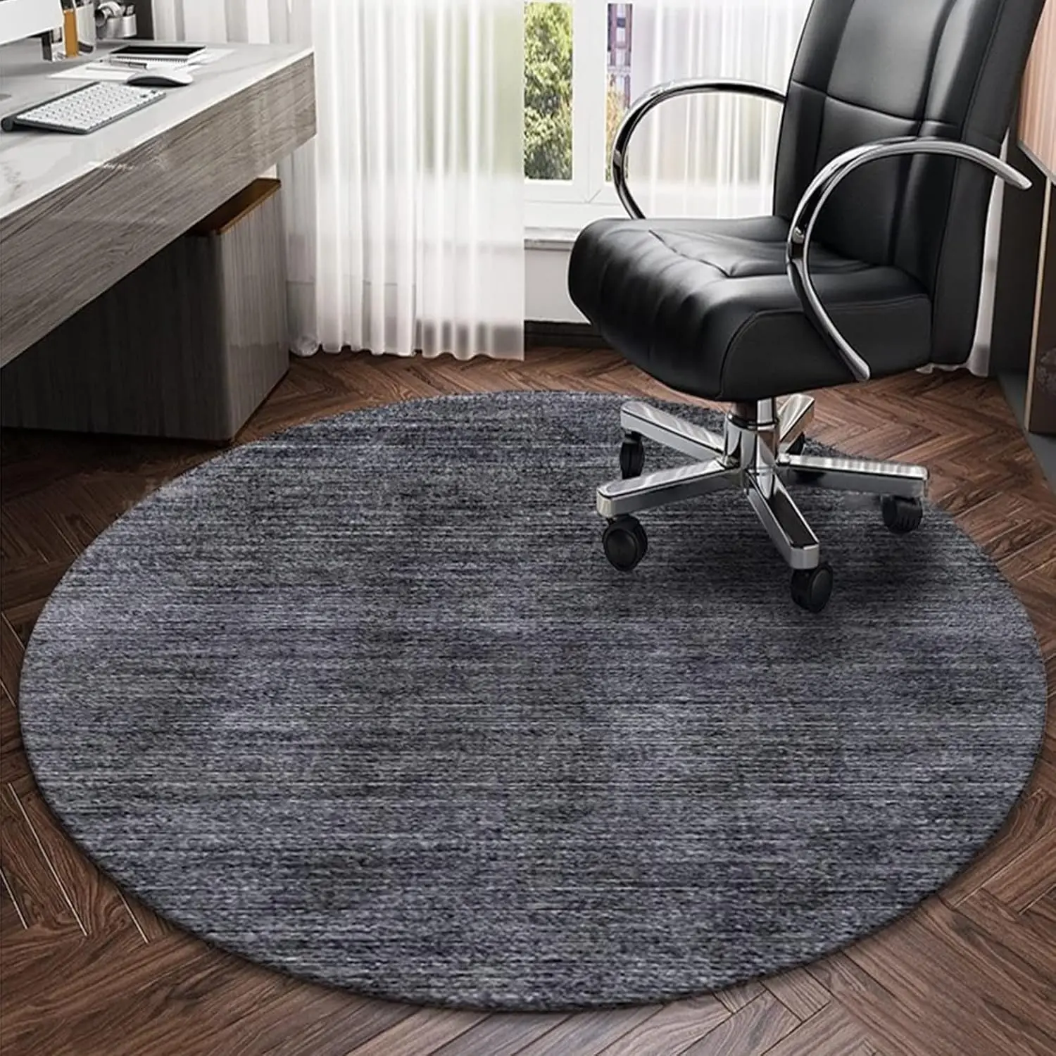 VIKAMA-Nordic Light Round Carpet, Sala de estar, Quarto, Área, Escritório, Secretária, Cadeira giratória, Almofada antiderrapante, Decoração de casa, Luxo