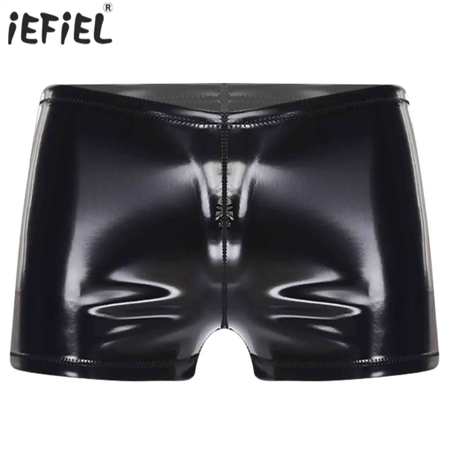 Mens Waterproof Latex Shorts Glossy PU Boxer Shorts Hot Pants Bodycon Underwear Clubwear for Pole Dancing Rave Party Costume