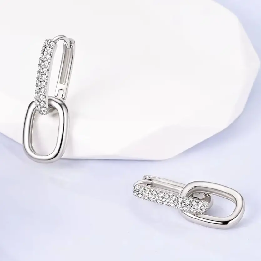 

Hoop Earring 925 Sterling Silver U Shape Double Ring Drop Earring For Woman Trendy Jewelry