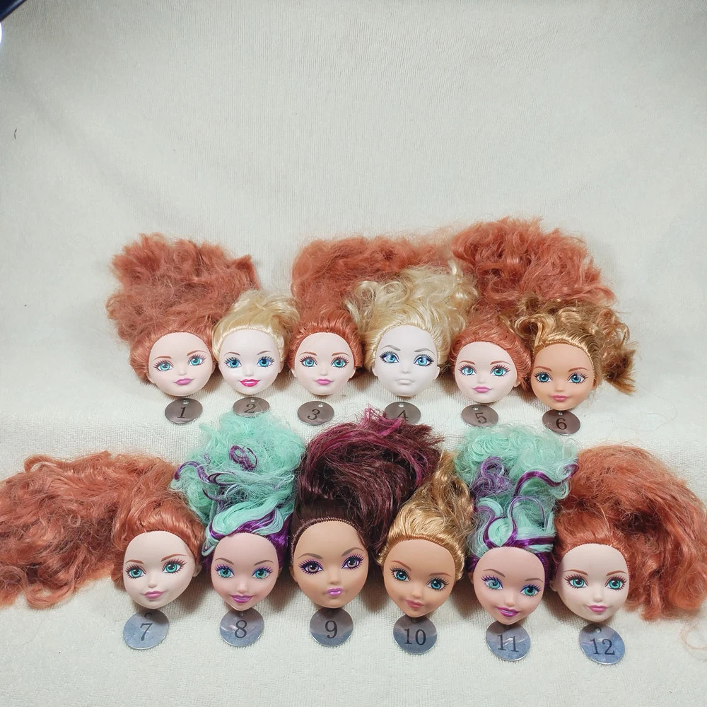 B21-1 Original Foreign Trade Animation EVER AFTER HIGH Beauty 1/6 or 1/7 OOAK NUDE Doll Head Mussed Hair for DIY 90%new