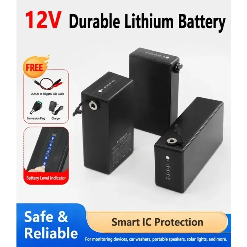 Large Capacity 12V Lithium Battery Pack Rechargeable for Outdoor Power Supply LED Light Hernia Light Monitoring Equipment