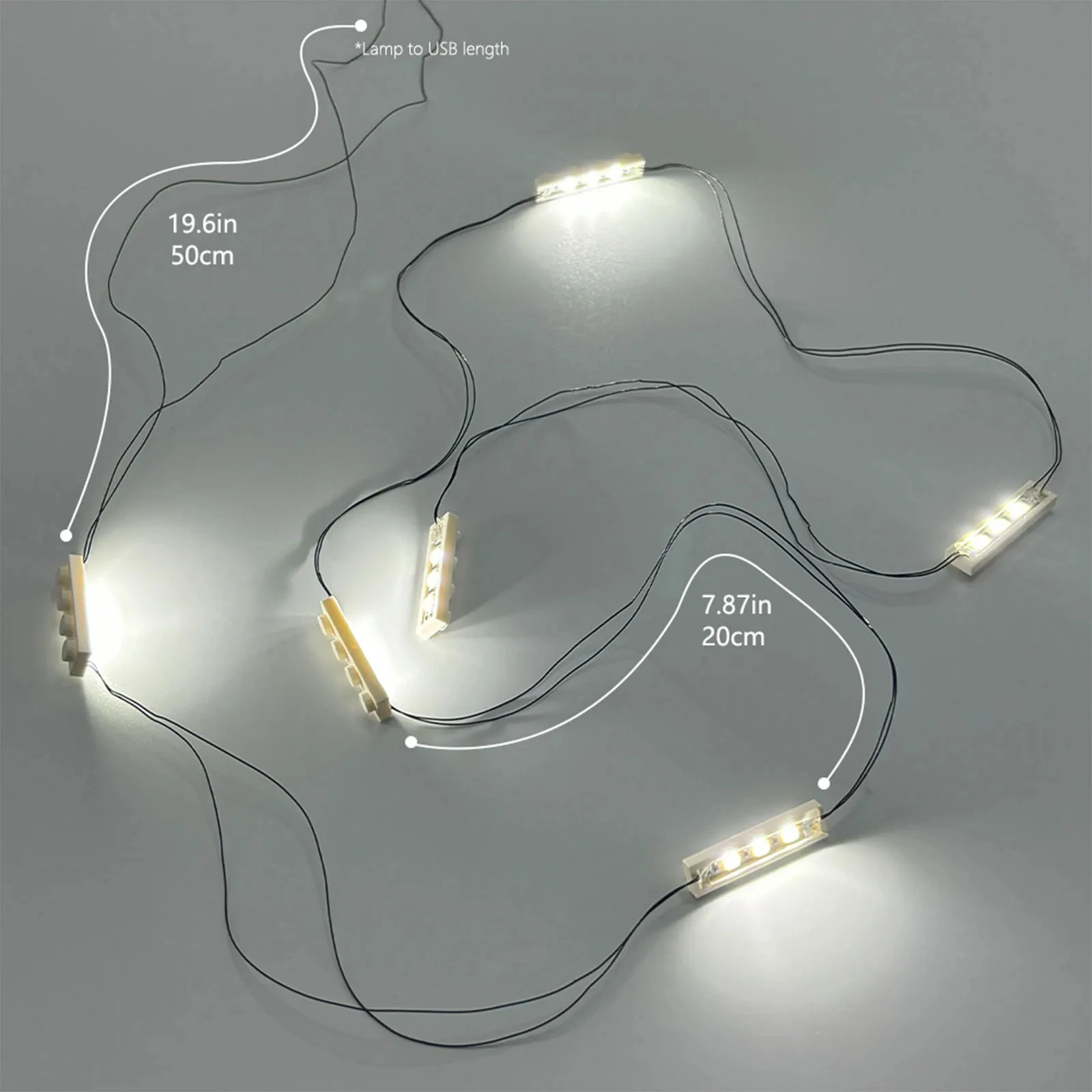 BRIXSPARK LED-Beleuchtungsset 4/6 in 1, Seriell Verbundene Weiße 1x4 LED-Lichtbausteine, USB-Betriebene Dekorative Bausteine – Detail 4