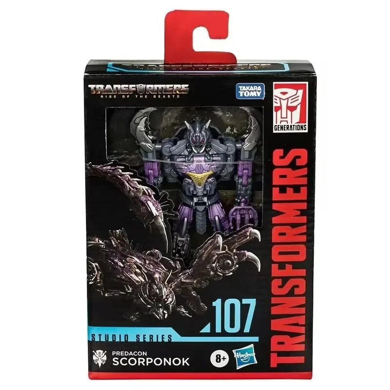 Original takara tomy hasbro transformadores série de estúdio ss107 scorponok transformadores clássico filme série ornamentos figura brinquedos