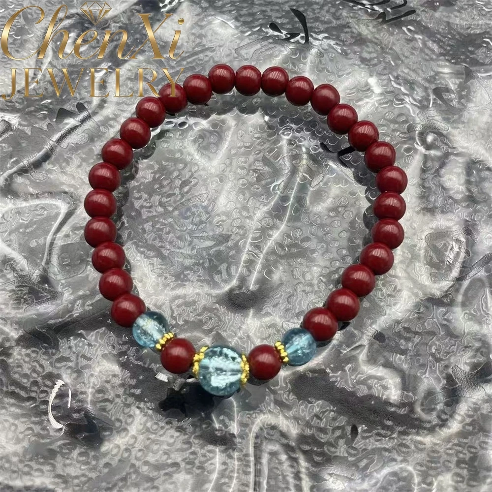 High-End Red-Sandstone Lotus Flower Pendant Bracelet For Couple Chinese Style Popular Good Luck Protection Fashion Jewelry Gift