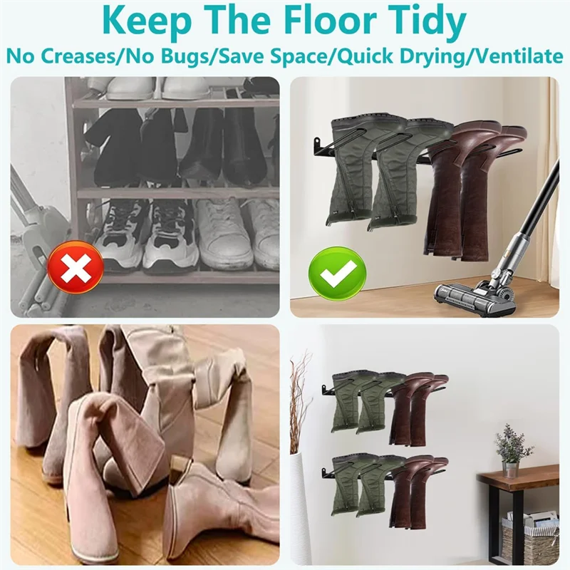 HLZS-공간 절약형 부츠 랙 벽걸이형 부츠 랙 높은 부츠 정리함 카우보이 신발용