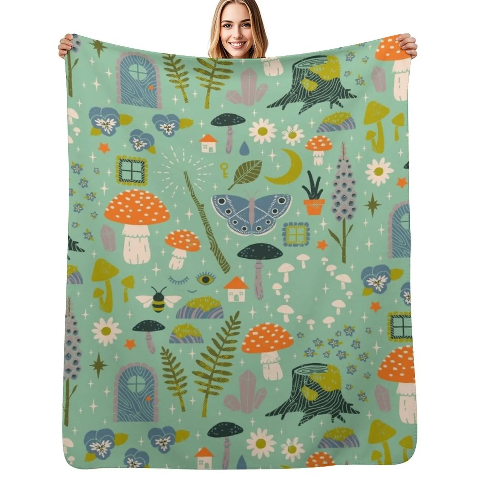 Fairy Garden Throw Blanket Soft Comfort Blanket for Reading Watching TV