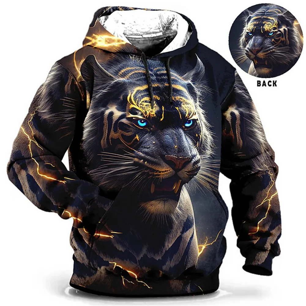 Animal Hoodie For Men Tiger Print High-Quality Men\'s Pullover Autumn Fashion Top Street hoodie Designer Long Sleeved Sportswear