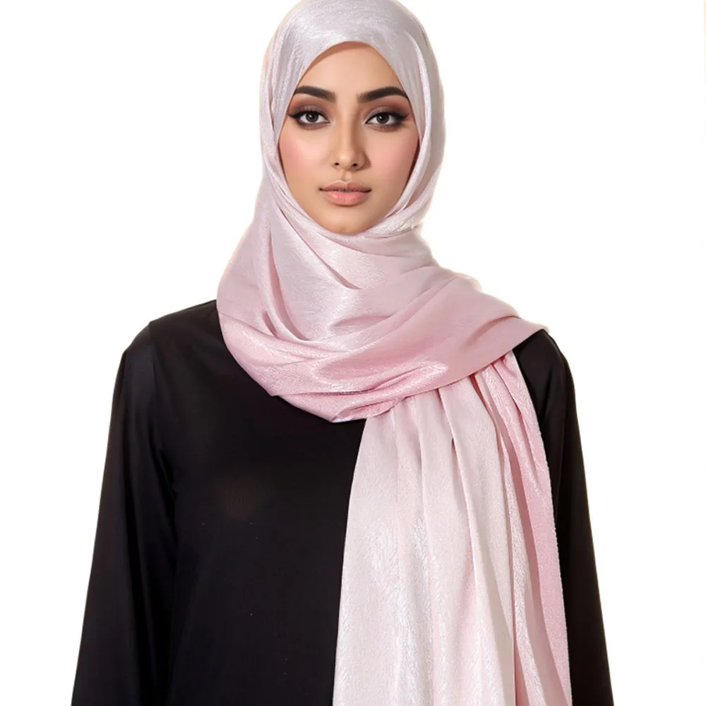 70*170cm moda donna Hijab foulard sciarpa di seta di raso lungo scialle musulmano pianura morbido turbante cravatta avvolge la testa donne Africa fascia