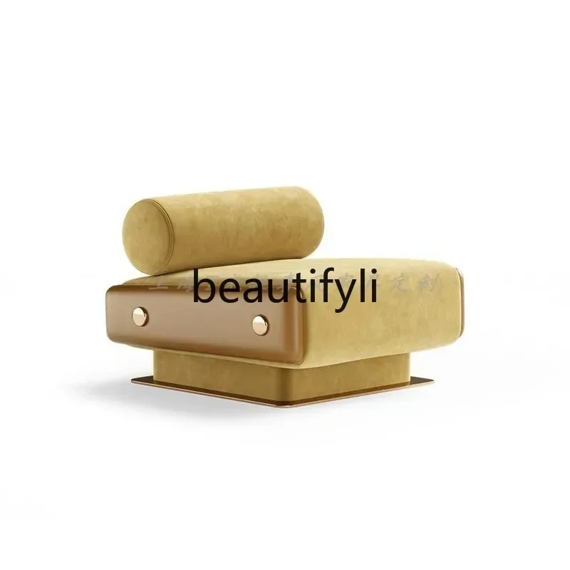 

Nordic Light Luxury Designer Solid Wood Fabric Sofa Chair Living Room Homestay Leisure Single Sofa Chair