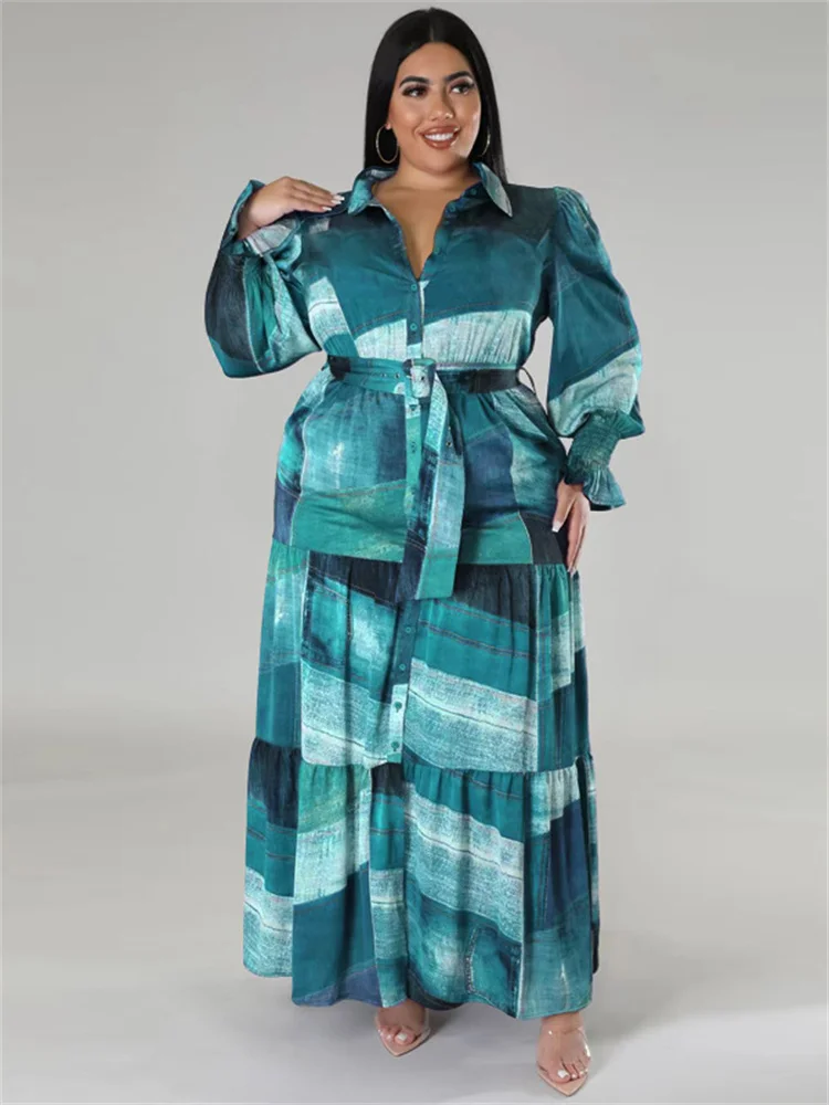 Wmstar Plus Size Kleider für Frauen Krawatten farbe gedruckt mit Taschen Slashes Mode Party Maxi kleid heißen Verkauf Großhandel Drops hipping