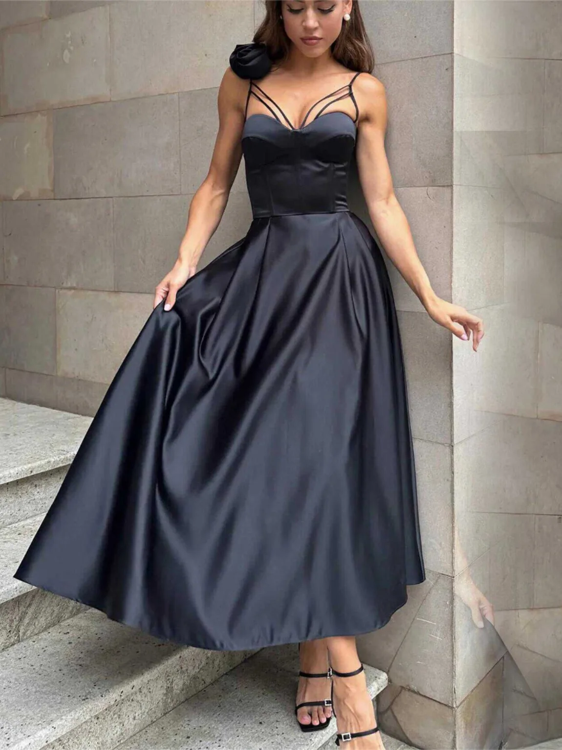 

Sexy Hollow out Strap Dr Women's Par Dr High Waist A-Line Long Skirt Svel Bal Gown for Birthday Celebration