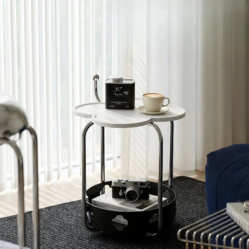 Stainless steel movable living room home sofa side few trolleys with wheels