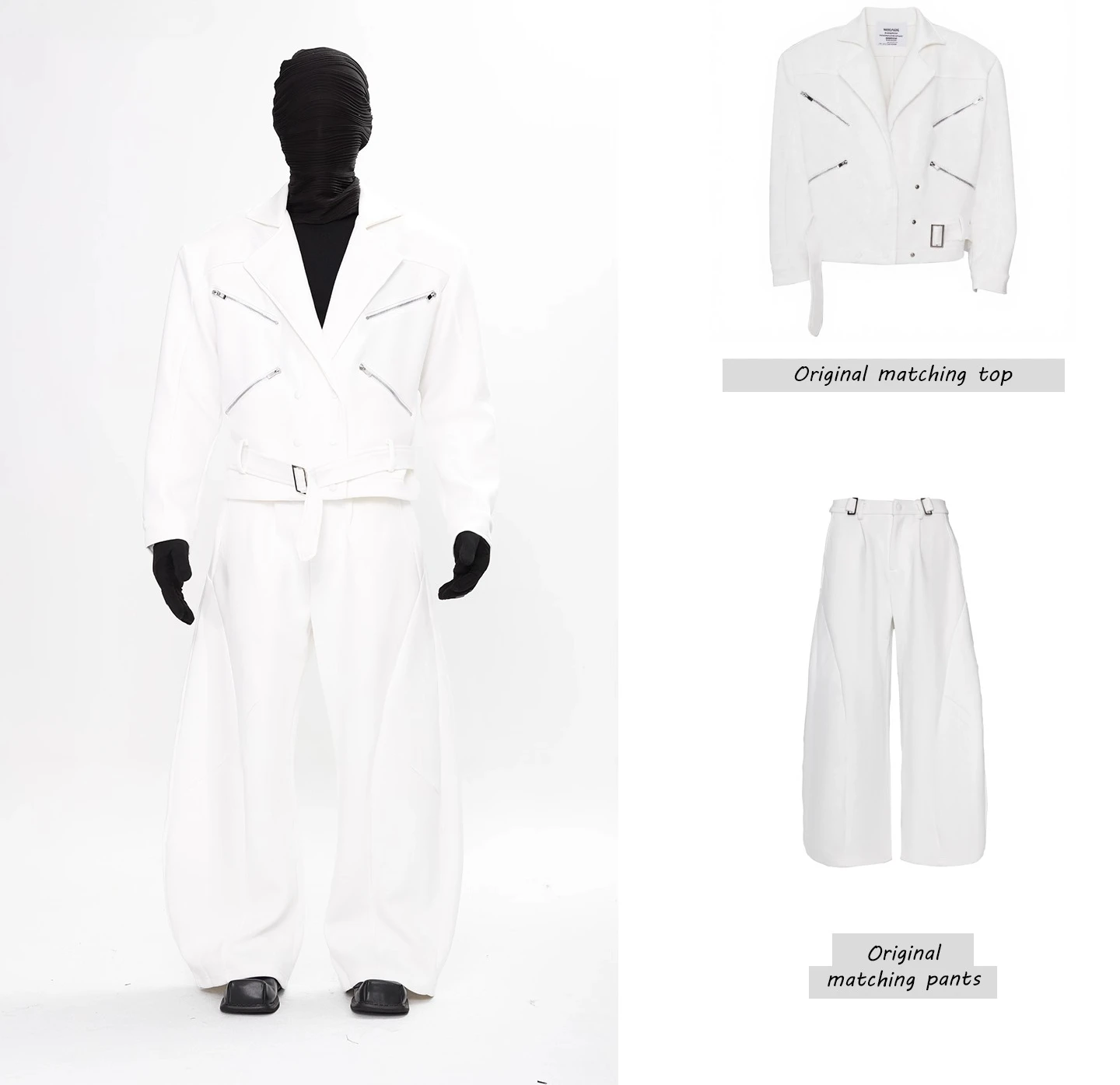 Men's 2025 Autumn New Trendy 2pcs Male Fashion Zipper Design Long Sleeve Cotton Jackets Suit Blazers Solid Color Two-Piece Sets