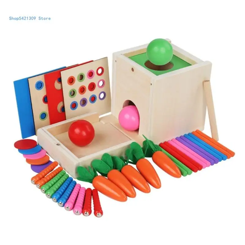 

85WA Montessori Box Wooden Toy Color Matching Plugging Toy Game Sensory Developmental Early Learning Aids for Preschool Kids