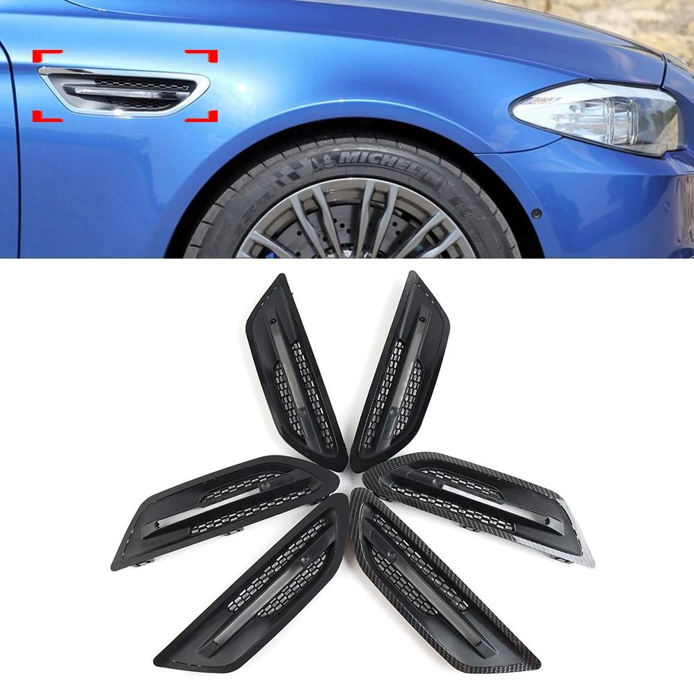 2 Pcs Side Fender Grille Air Vent Outlet Cover Trim Decoration For BMW F10 5-Series M5 Sedan 2011-2017