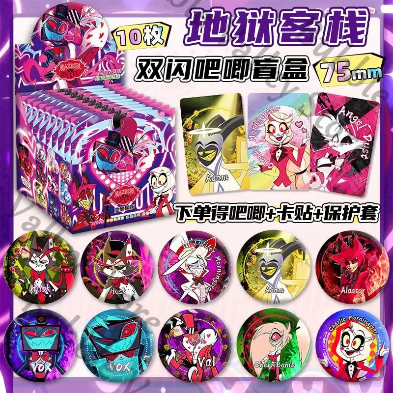 

Anime Hazbin Hotel Alastor Vaggie Vox Adam Lucifer Cosplay Relief Badge Emblem Cartoon Luminous Style Brooch Breastpin Xmas Gift