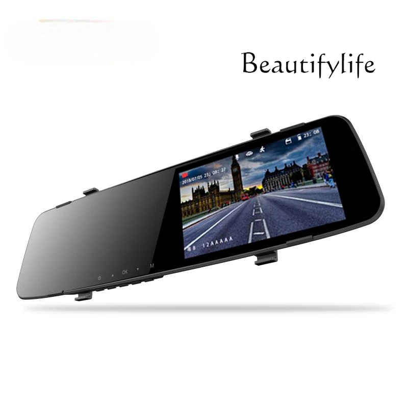 

4.7 inch high definition night vision driving recorder dual recording reversing image parking monitoring rearview mirror