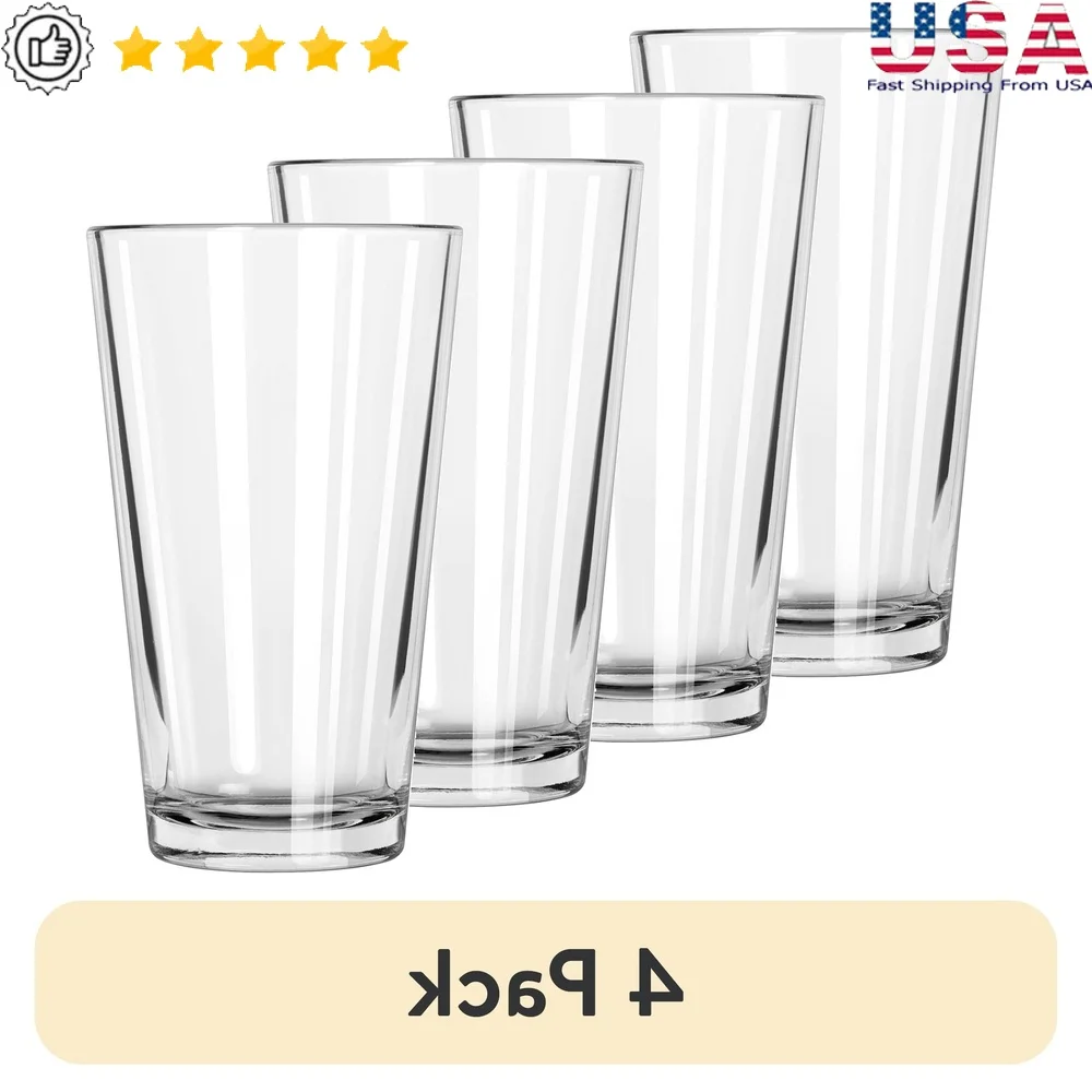 4er-Pack transparente Pint-Gläser für jeden Tag, langlebig, 16 Unzen, Becher, Bier, Wasser, Smoothie, vielseitig einsetzbar, spülmaschinenfest, klassisches Design, stilvoll