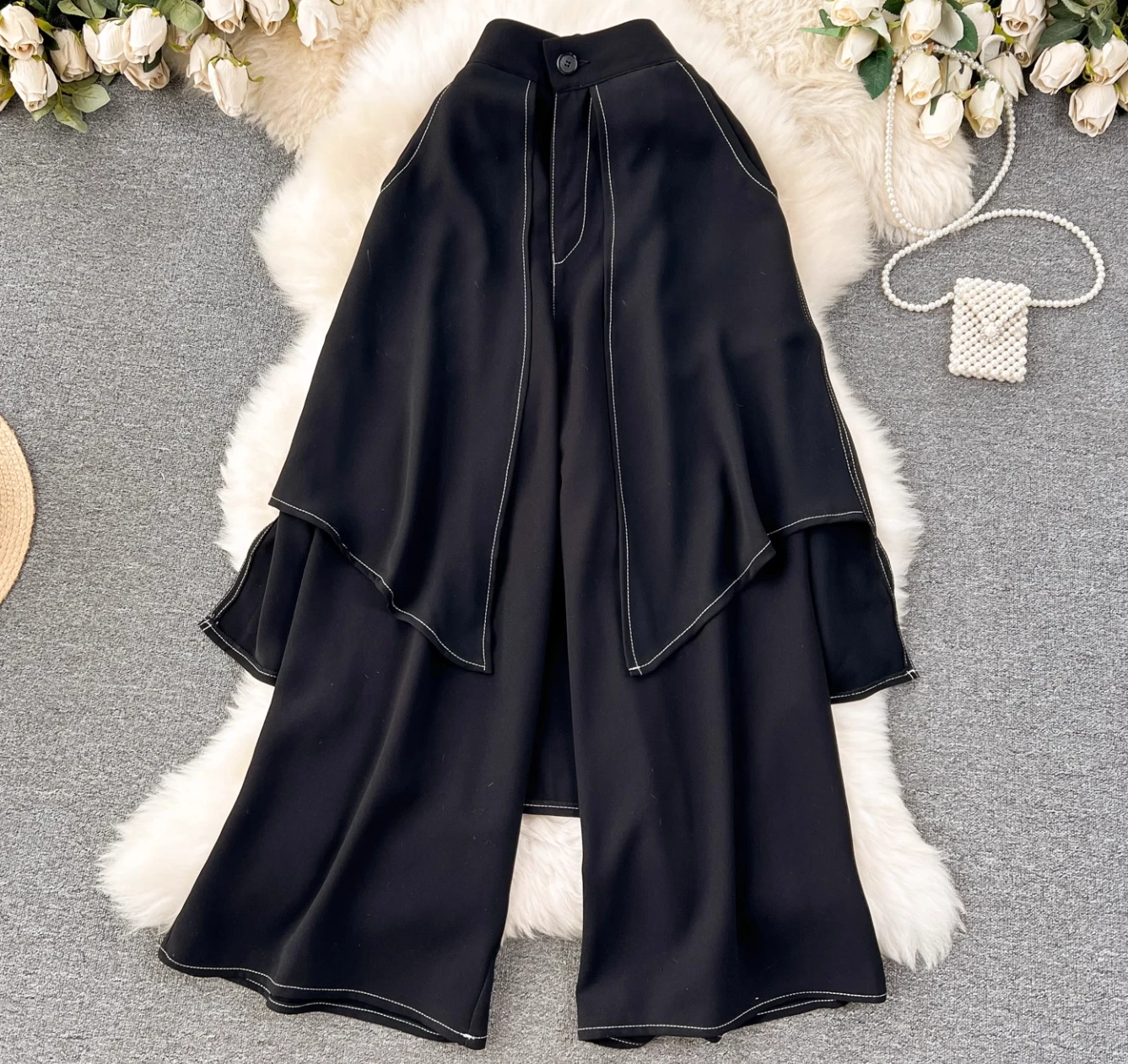 

SuperAen Striped Wide-leg Pants for Women Summer New Korean-style Straight Casual Fashion Loose Full Length Pants