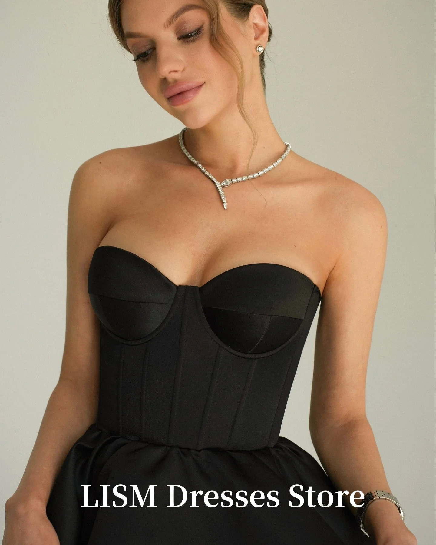 فساتين سهرة مثيرة على شكل قلب من LISM على شكل حرف a متدرجة أنيقة من الحرير والساتان مخصصة فساتين كوكتيل قصيرة رداء de soirée مشد الظهر #4