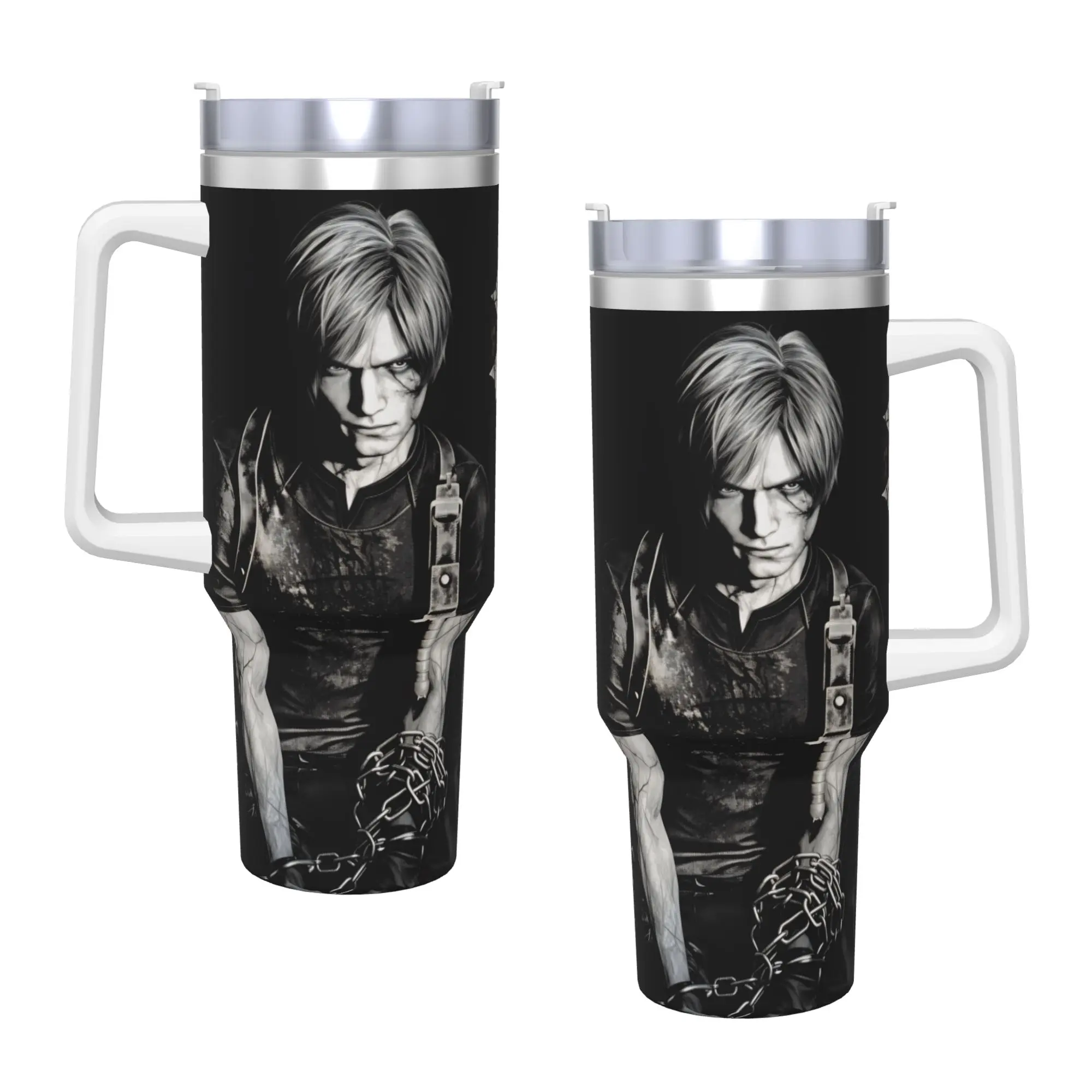 L-Leon Kennedys Tumbler  Cold and Hot Water Bottle Portable Stainless Steel Coffee Mug Graphic Beach Car Mugs
