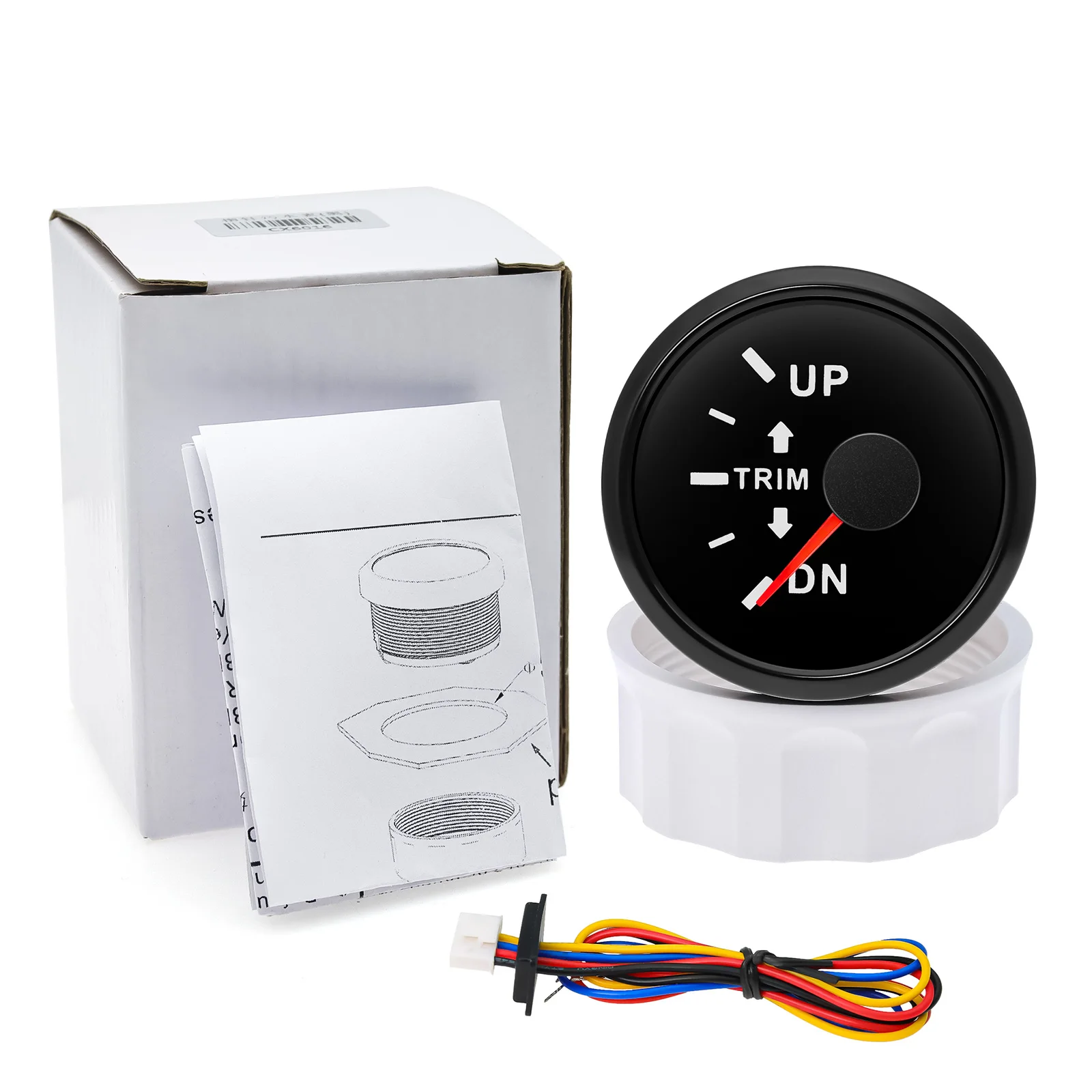 A Boat Inboard Outboard Engine Trim Gauge Up-DN Electric Trim Level Gauge with Red Backlight 12V 24V Stainless Steel Trim Meter