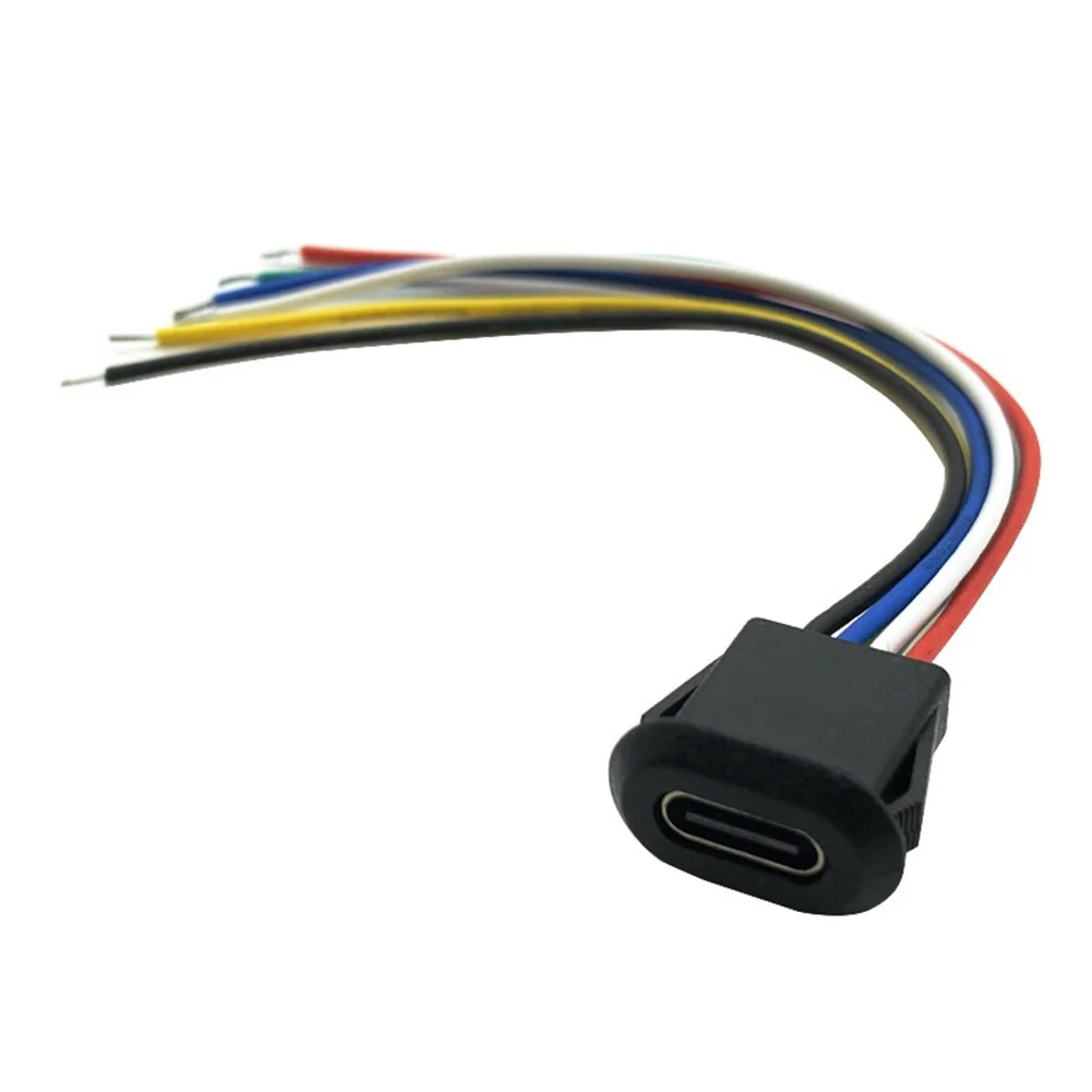 6pin Type C Charging Socket Plate Female Power Port Connector with Rubber Coated Insulation for Enhanced Safety